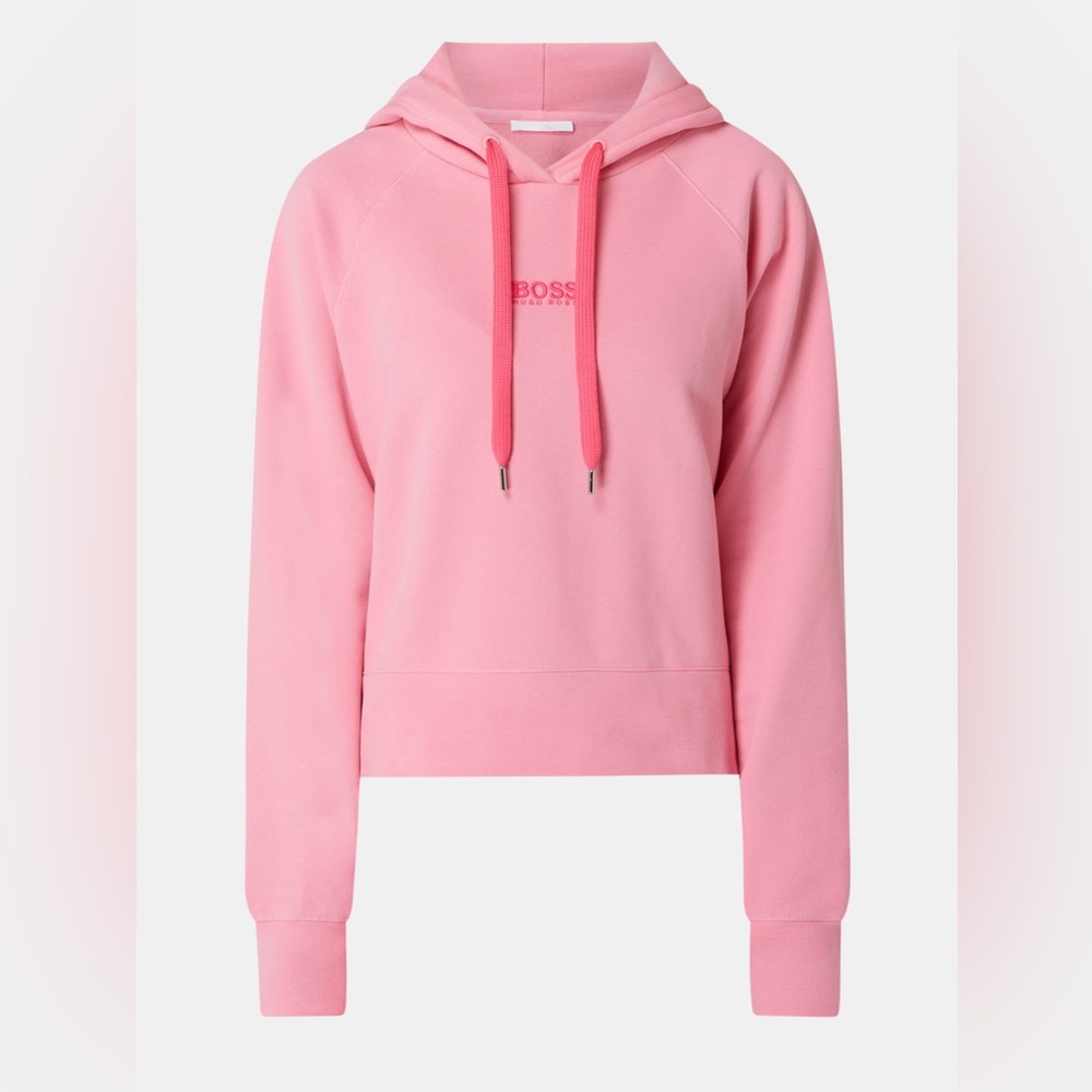Boss Elisa Active Oversize Logo Hoodie in Faded Neon Pink XS - Picture 4 of 6
